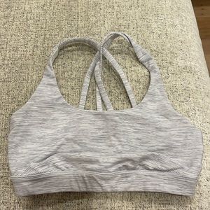 Lululemon grey and white striped sports bra. Size 6